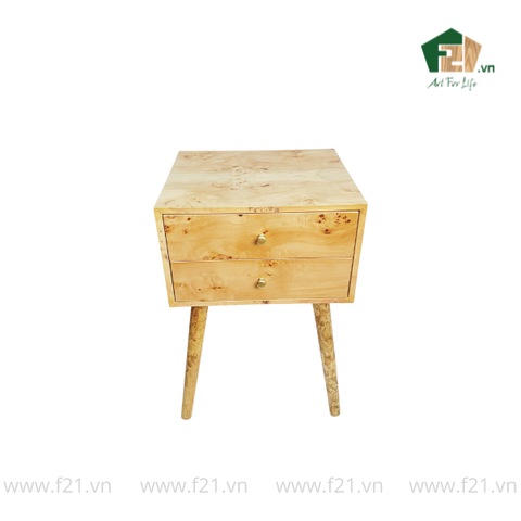 Bàn chữ nhật decor bốn chân vân burl độc đáo