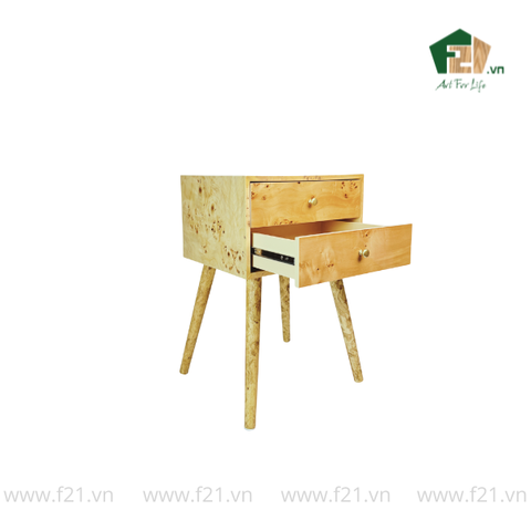 Bàn chữ nhật decor bốn chân vân burl độc đáo
