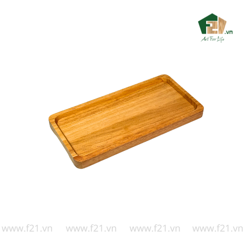 Đĩa chữ nhật gỗ tự nhiên đáy có tay cầm tiện lợi
