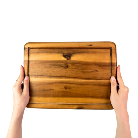 Thớt chữ nhật gỗ tự nhiên bo góc tròn có viền rãnh