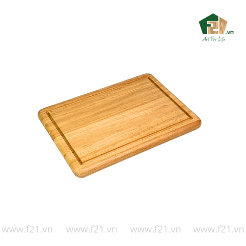 Thớt chữ nhật gỗ tự nhiên bo góc tròn có viền rãnh