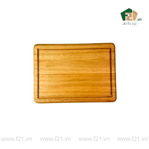 Thớt chữ nhật gỗ tự nhiên bo góc tròn có viền rãnh