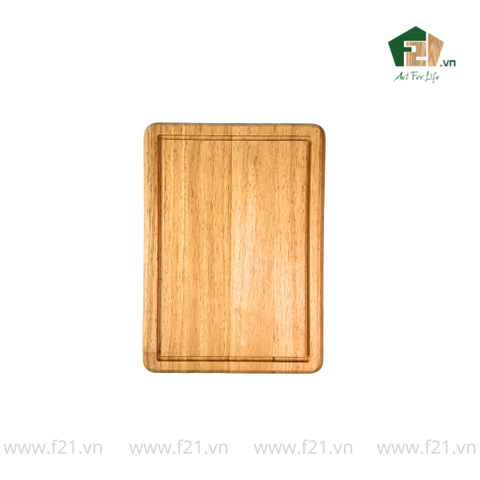 Thớt chữ nhật gỗ tự nhiên bo góc tròn có viền rãnh