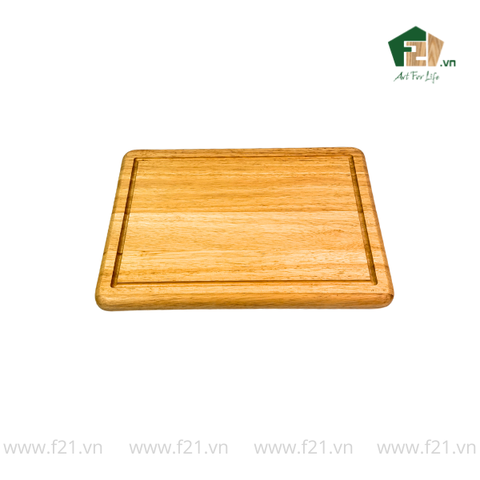 Thớt chữ nhật gỗ tự nhiên bo góc tròn có viền rãnh