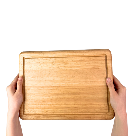 Thớt chữ nhật gỗ tự nhiên bo góc tròn có viền rãnh