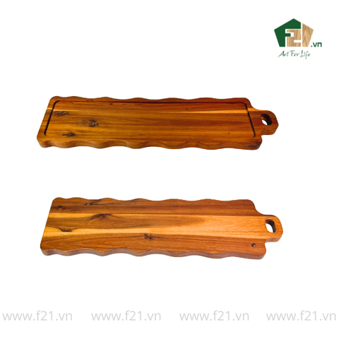 Thớt chữ nhật gỗ tự nhiên viền lượn sóng phong cách Châu Âu