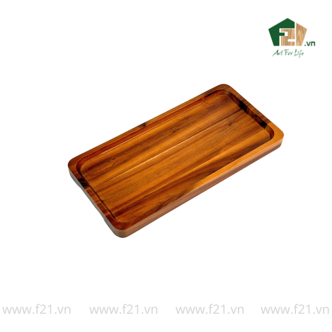 Đĩa chữ nhật gỗ tự nhiên đáy có tay cầm tiện lợi