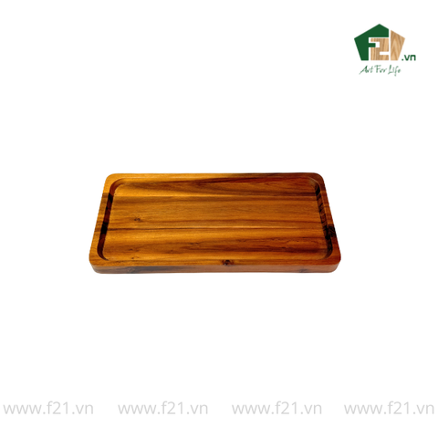 Đĩa chữ nhật gỗ tự nhiên đáy có tay cầm tiện lợi