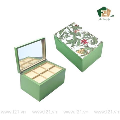 Hộp trang sức sơn mài họa tiết hoa phong lan