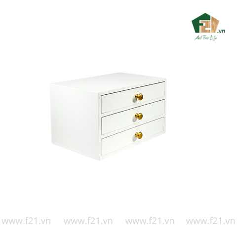 Hộp trang sức chữ nhật 3 tầng sơn mài trắng - 30x20 H18 cm