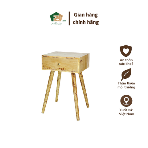 Bàn chữ nhật decor bốn chân vân burl độc đáo