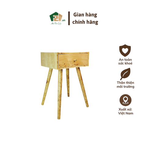 Bàn chữ nhật decor bốn chân vân burl độc đáo
