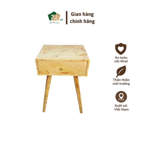 Bàn chữ nhật decor bốn chân vân burl độc đáo