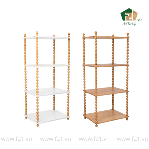 Kệ chữ nhật 4 tầng gỗ với trụ chuỗi oval đẹp mắt