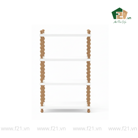 Kệ chữ nhật 4 tầng gỗ với trụ chuỗi oval đẹp mắt