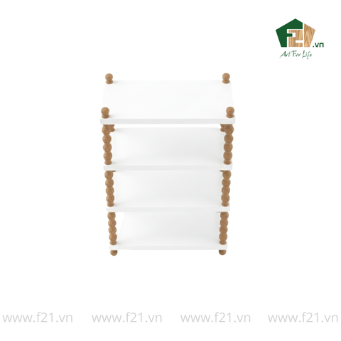 Kệ chữ nhật 4 tầng gỗ với trụ chuỗi oval đẹp mắt