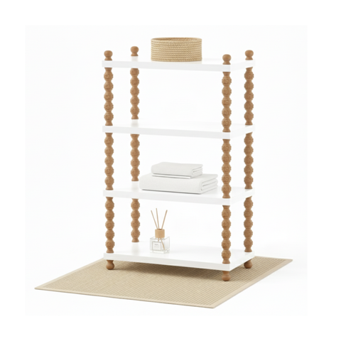 Kệ chữ nhật 4 tầng gỗ với trụ chuỗi oval đẹp mắt