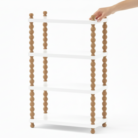 Kệ chữ nhật 4 tầng gỗ với trụ chuỗi oval đẹp mắt