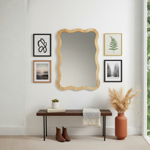Gương treo gỗ lượn sóng thiết kế cách điệu tinh tế