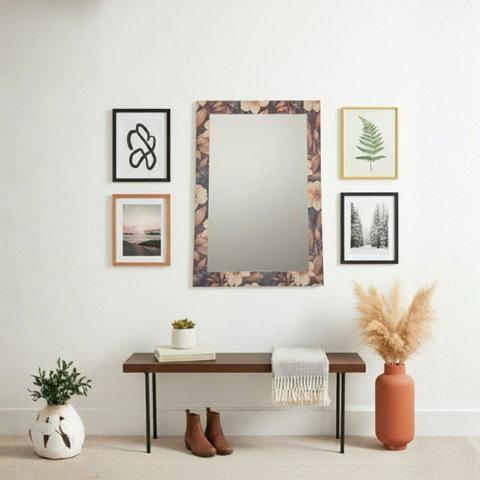 Gương treo chữ nhật sơn mài hoa văn nổi bật