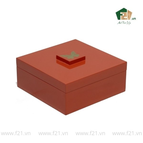 Hộp đựng vuông sơn mài núm in hình bướm