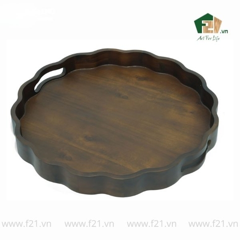 Khay tròn gỗ tự nhiên lượn sóng