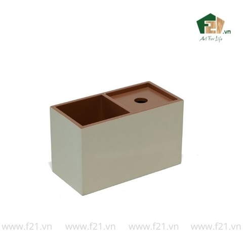 Hộp đựng bàn chải và tăm bông sơn mài 2 ngăn