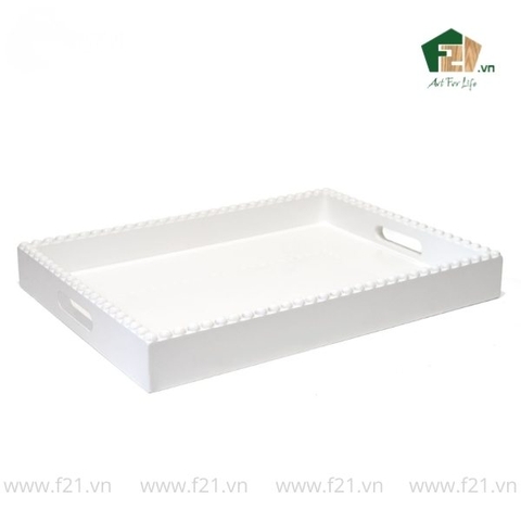 Khay chữ nhật sơn mài viền hạt tinh tế