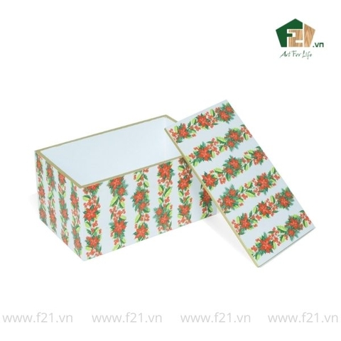 Hộp đựng chữ nhật sơn mài họa tiết hoa