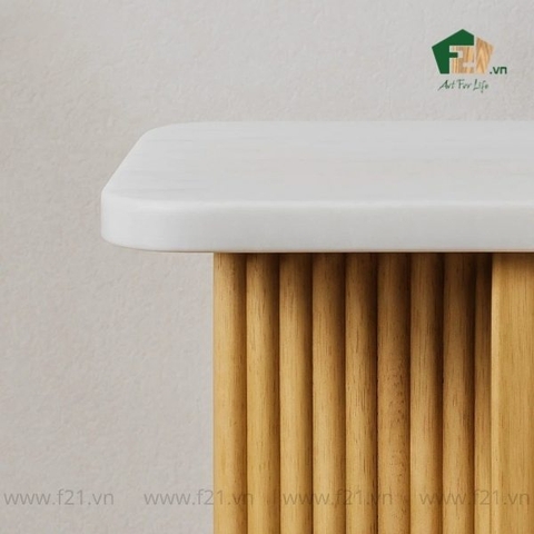 Bàn phụ chân gỗ cao su kẻ sọc nổi