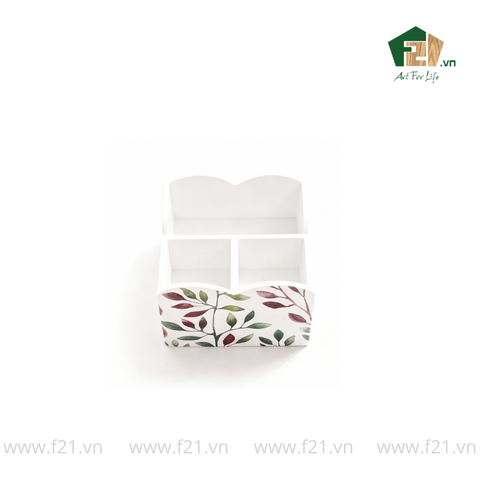 Bộ văn phòng phẩm gỗ sơn mài lá nguyệt quế cách điệu