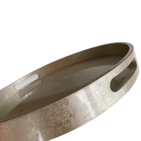 Khay Tròn Dán Bạc Vụn