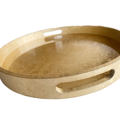 Khay Tròn Dán Bạc Vụn