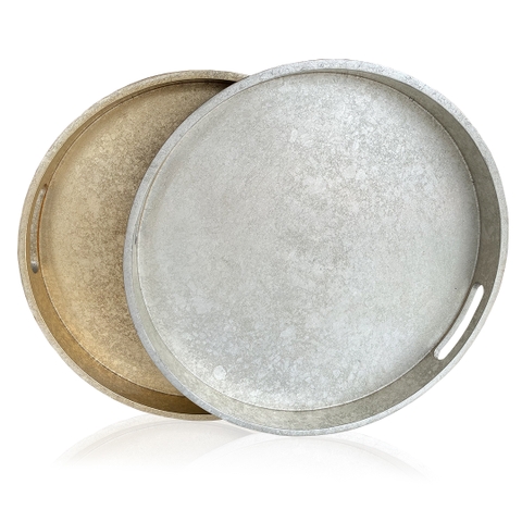 Khay Tròn Dán Bạc Vụn