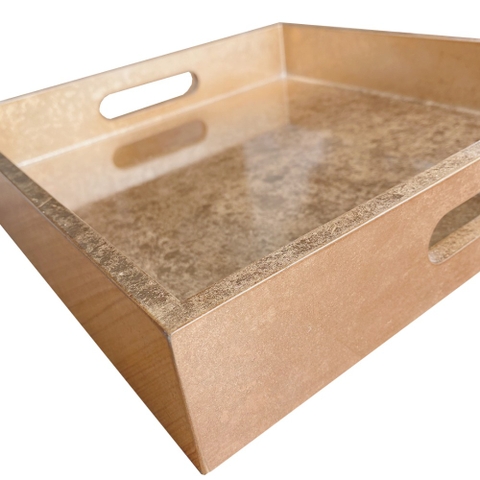 Khay Vuông Dán Bạc Vụn