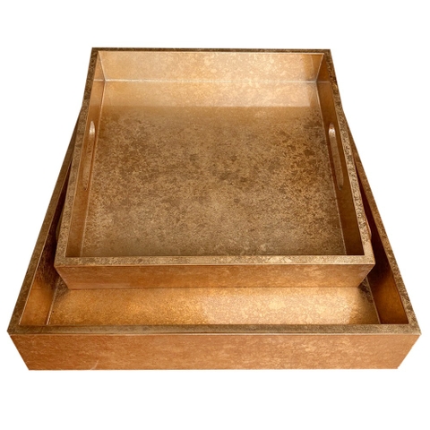 Khay Vuông Dán Bạc Vụn