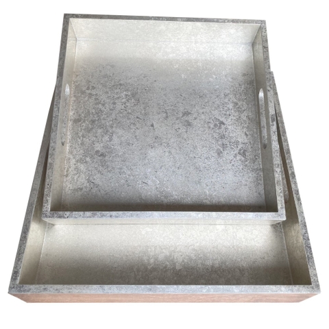 Khay Vuông Dán Bạc Vụn