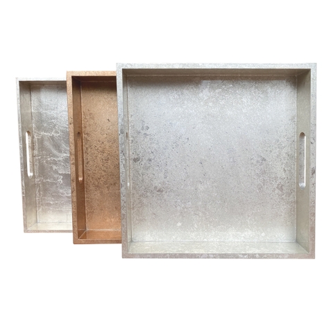 Khay Vuông Dán Bạc Vụn