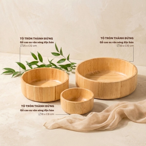 Tô tròn thành đứng gỗ tự nhiên vân sóng độc bản