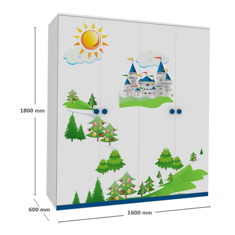 Tủ Quần Áo Trẻ Em Lâu Đài (1m6)