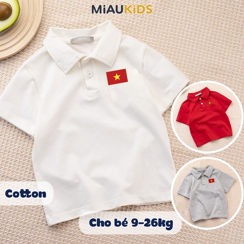 Áo Polo Cờ Đỏ Sao Vàng Cotton Cao Cấp Cho Bé 1-8 Tuổi