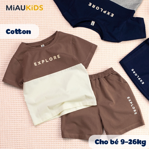 Đồ bộ bé trai EXPLORE cotton mềm mại thoáng mát cho bé đi học chơi