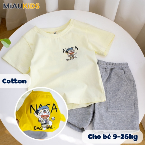 Bộ Đồ Bé Trai Cotton In Doraemon NASA Baseball - Set Đồ Cộc Tay Mùa Hè