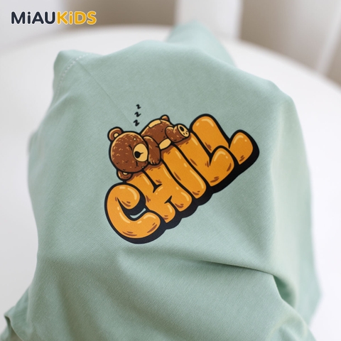 Đồ Bộ Bé Trai Cotton Họa Tiết Gấu Chill Cộc Tay Thoáng Mát MiauKids