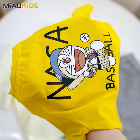 Bộ Đồ Bé Trai Cotton In Doraemon NASA Baseball - Set Đồ Cộc Tay Mùa Hè