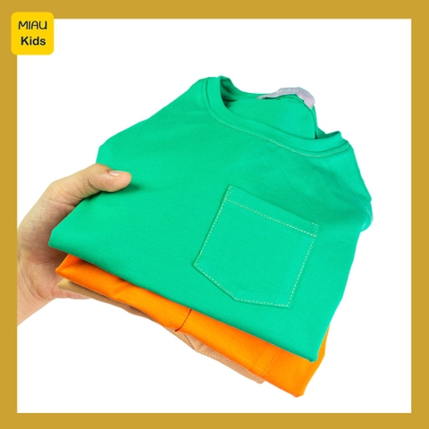 Áo Phông cho bé phối túi phong cách đơn giản cá tính, Chất Cotton Mềm Mịn Thoáng Mát Cho Bé mặc nhà mặc đi chơi