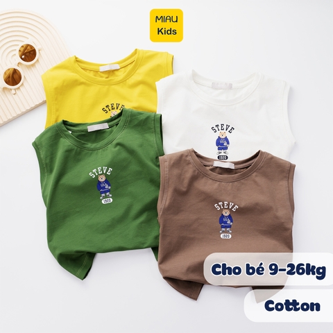 Áo Ba Lỗ Bé Trai Quần Áo Trẻ Em MIAUKIDS Họa Tiết Gấu Whoau Chất Cotton Co Giãn Thấm Hút Cho Bé Mặc Hè Thoáng Mát