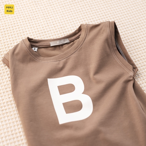 Áo ba lỗ bé trai in chữ A, B, C, D phong cách dễ thương, chất Cotton mềm mịn mát cho bé mặc nhà đi học đi chơi