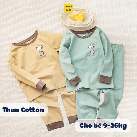 Bộ dài tay cho bé hoạ tiết chú chó Snoopy dễ thương, thun cotton mềm mịn mát cho bé mặc nhà rất thích