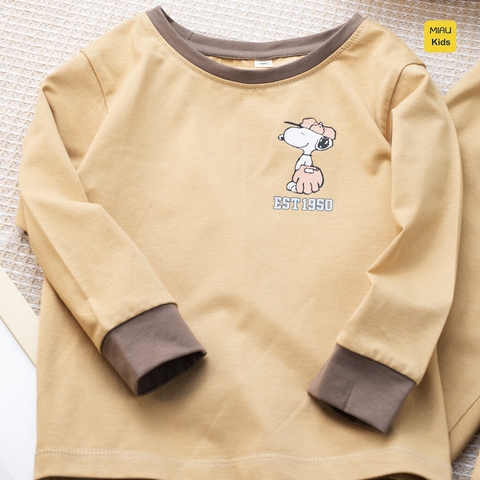 Bộ dài tay cho bé hoạ tiết chú chó Snoopy dễ thương, thun cotton mềm mịn mát cho bé mặc nhà rất thích
